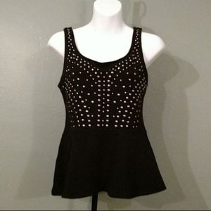 Express Black Peplum Studded Top Size Small